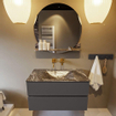 Mondiaz VICA-DLUX ensemble de meuble de salle de bain - 90cm - meuble sous-vasque gris foncé - 2 tiroirs - lavabo encastré nuage milieu - sans trous de robinet - miroir modèle spot - version XL 60cm haut - lave SW1098104