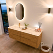 Mondiaz CIRO-DLUX Ensemble de meubles de salle de bains - 150x45x50cm - Plan vasque solid surface Nata - 1 lavabo à gauche - 1 trou de robinet - 4 tiroirs - Chêne SW1531476