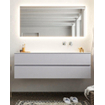 Mondiaz VICA ensemble de meuble de salle de bain - 150cm - meuble sous-vasque cale - 2 tiroirs - lavabo moon droite - sans trou de robinet - miroir LED - version XL 60cm haut SW1097801