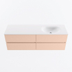MONDIAZ VICA Ensemble meuble de salle de bains - 150cm - meuble sous-vasque rosee - 4 tiroirs - lavabo moon à droite - 1 trou de robinet - version haute 60cm - talc SW1080405