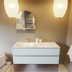MONDIAZ VICA-DLUX Ensemble meuble de salle de bains - 130cm - meuble bas clay - 2 tiroirs - lavabo encastré cloud gauche - 1 trou de robinet - version hauteur 60cm - glace SW1088177