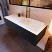 ENSEMBLE DE MEUBLE DE SALLE DE BAIN MONDIAZ ERIN - 120cm - Urban - 1 tiroir - lavabo à droite - 1 trou de robinet - Talc SW696585