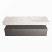 MONDIAZ ALAN - DLUX Ensemble de meuble de salle de bains - 150cm - meuble bas - gris foncé - 1 tiroir - lavabo suspendu - vasque à droite - 0 trous de robinet - Ostra SW807268