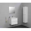 Basic Bella Meuble salle de bains avec lavabo acrylique Blanc 60x55x46cm 1 trou de robinet avec miroir et éclairage Blanc brillant SW491758
