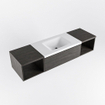MONDIAZ BUKLA 160cm ensemble de meuble avec module ouvert 40 L+R couleur Marron foncé avec 1 tiroir. Lavabo CLOUD centre 0 trous de robinet couleur Talc. SW1382113