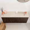 Mondiaz JOYA-DLUX 90cm toiletmeubel - kleur Walnut - Wastafel FAYE positie Rechts 1 kraangat kleur Frappe. SW1422343