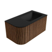 MONDIAZ KURVE 85cm Meuble salle de bain avec module 25 G - couleur Walnut - 1 tiroir - 1 porte - vasque CLOUD droite - 1 trou de robinet - Urban SW1138432