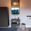 Mondiaz ALAN-DLUX Ensemble de meuble - 70cm - meuble Dark grey mat - 1 tiroir - Lavabo Cloud Lava suspendu - vasque Centre - 1 trou de robinet SW808111