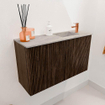 Mondiaz JOYA-DLUX 70cm toiletmeubel - kleur Walnut - Wastafel FAYE positie Rechts 1 kraangat kleur Glace. SW1422350