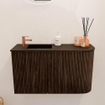 Mondiaz JOYA 71.6cm toiletmeubel - ronding rechts kleur Walnut - Wastafel FAYE positie Links 1 kraangat kleur Urban. SW1421354