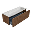 MONDIAZ KURVE-DLUX 120cm Meuble salle de bain - couleur Walnut - 1 tiroir - vasque BIG LARGE centre - 2 trous de robinet - couleur Glace SW1138079