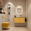 MONDIAZ TURE-DLUX meuble WC 100 cm Ocher. EDEN vasque Opalo position milieu. Avec 1 trou de robinet. SW1104427