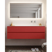 Mondiaz VICA ensemble de meuble de salle de bain - 150cm - meuble sous-vasque fire - 2 tiroirs - lavabo moon droite - sans trou de robinet - miroir LED - version XL 60cm de haut SW1097998