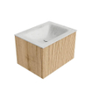 MONDIAZ KURVE-DLUX 60cm Meuble salle de bain - couleur Oak - 1 tiroir - vasque CLOUD centre - sans trou de robinet - couleur Opalo SW1137506