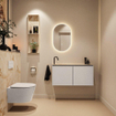 MONDIAZ TURE-DLUX Meuble toilette - 100cm - Linen - EDEN - vasque Frappe - position gauche - 1 trou de robinet SW1102839