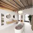 Mondiaz BUKLA Ensemble de meuble salle de bain - 200x45x34cm - 0 trous de robinet - 2 lavabos solid surface - Talc - sans poignée - 3 tiroirs - Mélamine - Chêne blanchi SW704752