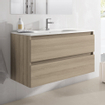 Adema Chaci Ensemble de meuble de salle de bains - 100x46x57cm - 2 tiroirs - 1 vasque ovale en céramique blanche - 1 trou de robinet - cannelle SW721290