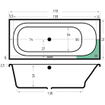 Xenz Aruba Ligbad - 170x75x48 - afvoer Midden - overloop andere kant - acryl - wit SW378283
