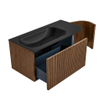 MONDIAZ KURVE 95cm Meuble salle de bain avec module 25 D - couleur Walnut - 1 tiroir - 1 porte - vasque BIG SMALL gauche - 1 trou de robinet - Urban SW1138502