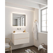 ENSEMBLE DE MEUBLE MONDIAZ VICA - 80cm - 2 tiroirs - lavabo Cloud au centre - 0 trous de robinet - solid surface lin SW411010