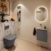 MONDIAZ TURE-DLUX Meuble toilette - 40cm - Dark Grey - EDEN - vasque Glace - position centrale - sans trou de robinet SW1103200