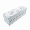 Mondiaz VICA-DLUX Ensemble de meuble de salle de bain - 150cm - meuble sous-vasque argile - 2 tiroirs - lavabo encastré nuage double - sans trous de robinet - version haute de 60cm - glace SW1088182