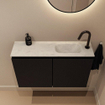 MONDIAZ TURE-DLUX Meuble toilette - 80cm - Urban - EDEN - vasque Opalo - position droite - 1 trou de robinet SW1104172