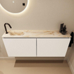 MONDIAZ TURE-DLUX Meuble toilette - 120cm - Talc - EDEN - vasque Frappe - position gauche - 1 trou de robinet SW1102603