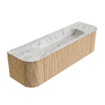 MONDIAZ KURVE-DLUX 160cm Meuble salle de bain avec module 25 G et D - couleur Oak - 1 tiroir - 2 portes - vasque BIG MEDIUM centre - sans trou de robinet - couleur Glace SW1137946