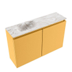 MONDIAZ TURE-DLUX Meuble toilette - 80cm - Ocher - EDEN - vasque Glace - position gauche - sans trou de robinet SW1103371