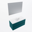 Mondiaz VICA ensemble de meuble de salle de bain - 100cm - meuble sous-vasque smag - 2 tiroirs - lavabo denia milieu - 1 trou de robinet - couleur Blanc Brillant - miroir LED - version XL 60cm haut SW1091997