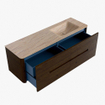 Mondiaz CIRO-DLUX Badkamermeubelset - 150x45x50cm - Solid surface wastafel Saba - 1 wasbak Rechts - zonder kraangaten - 4 lades - Walnut SW1530704