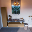 Mondiaz ALAN-DLUX Ensemble de meuble - 130cm - meuble Oro mat - 1 tiroir - Lavabo Cloud Lava suspendu - vasque Centre - 1 trou de robinet SW808569
