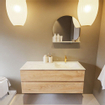 MONDIAZ VICA-DLUX Ensemble meuble de salle de bains - 120cm - meuble bas Washed oak - 2 tiroirs - vasque encastrée cloud à droite - 1 trou de robinet - version haute 60cm - opalo SW1088485