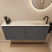 MONDIAZ TURE-DLUX 120cm toiletmeubel Dark Grey. EDEN wastafel Ostra positie rechts. Met 1 kraangat. SW1104795