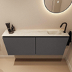 MONDIAZ TURE-DLUX Meuble toilette - 120cm - Dark Grey - EDEN - vasque Ostra - position droite - 1 trou de robinet SW1104795