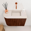 Mondiaz JOYA-DLUX 51.6cm toiletmeubel - ronding links kleur Ruby - Wastafel FAYE positie Rechts Zonder kraangat kleur Meli. SW1425375