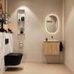 MONDIAZ TURE-DLUX Meuble toilette - 60cm - Washed Oak - EDEN - vasque Glace - position droite - sans trou de robinet SW1103592