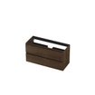 INK Wastafelonderkast - 100x40x52cm - 2 lades - greeploos - met houten keerlijst - MDF - Chocolate SW439205