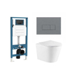 QeramiQ Dely Toiletset - inbouwreservoir Qeramiq Flush - slim zitting - kunststof licht grijze bedieningsplaat - rechthoekige knoppen - glans wit SW1579172