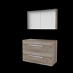 Basic-Line Comfort 46 ensemble de meubles de salle de bain 100x46cm avec poignées 2 tiroirs lavabo top armoire de toilette mfc scotch oak SW639449