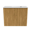 Mondiaz JOYA 50cm toiletmeubel - kleur Oak - Wastafel FAYE positie Rechts Zonder kraangat kleur Talc. SW1421099