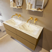 MONDIAZ VICA-DLUX Ensemble meuble de salle de bains - 120cm - meuble bas oro - 4 tiroirs - lavabo encastré cloud double - sans trous de robinet - version haute 60cm - glace SW1088238