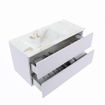 MONDIAZ VICA-DLUX Ensemble meuble de salle de bains - 100cm - meuble bas cale - 2 tiroirs - lavabo encastré cloud gauche - sans trous de robinetterie - version hauteur 60cm - frape SW1089028
