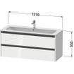 Duravit ketho 2 meuble sous-vasque avec 2 tiroirs pour un seul bassin 121x48x55cm avec poignées noyer anthracite mat SW772065