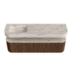 MONDIAZ THOR-DLUX 170cm badmeubel ronding links + rechts kleur Walnut met 1 lade en 2 deuren. Vrijhangende wastafel CLOUD Links 1 kraangat kleur Nata. SW1465779