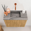 Mondiaz JOYA-DLUX 50cm toiletmeubel - kleur Oak - Wastafel FAYE positie Midden Zonder kraangat kleur Sombra. SW1424226