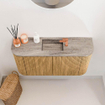 Mondiaz JOYA-DLUX 83.2cm toiletmeubel - ronding links en rechts kleur Oak - Wastafel FAYE positie Midden 1 kraangat kleur Oza. SW1424137