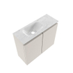 MONDIAZ TURE-DLUX Meuble toilette - 60cm - Linen - EDEN - vasque Opalo - position gauche - sans trou de robinet SW1104404