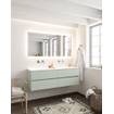 ENSEMBLE DE MEUBLE MONDIAZ VICA - 150 cm - 4 tiroirs - lavabo Cloud double - 0 trous de robinet - solid surface grise SW410809